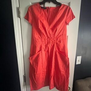 Jones New York Orange Wrap Sundress with pockets